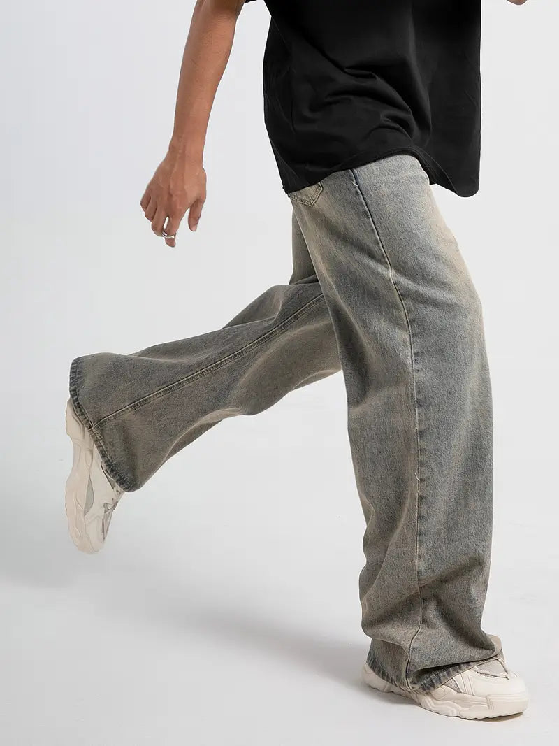 Casual Mens Cotton Blend Straight-Leg Trousers