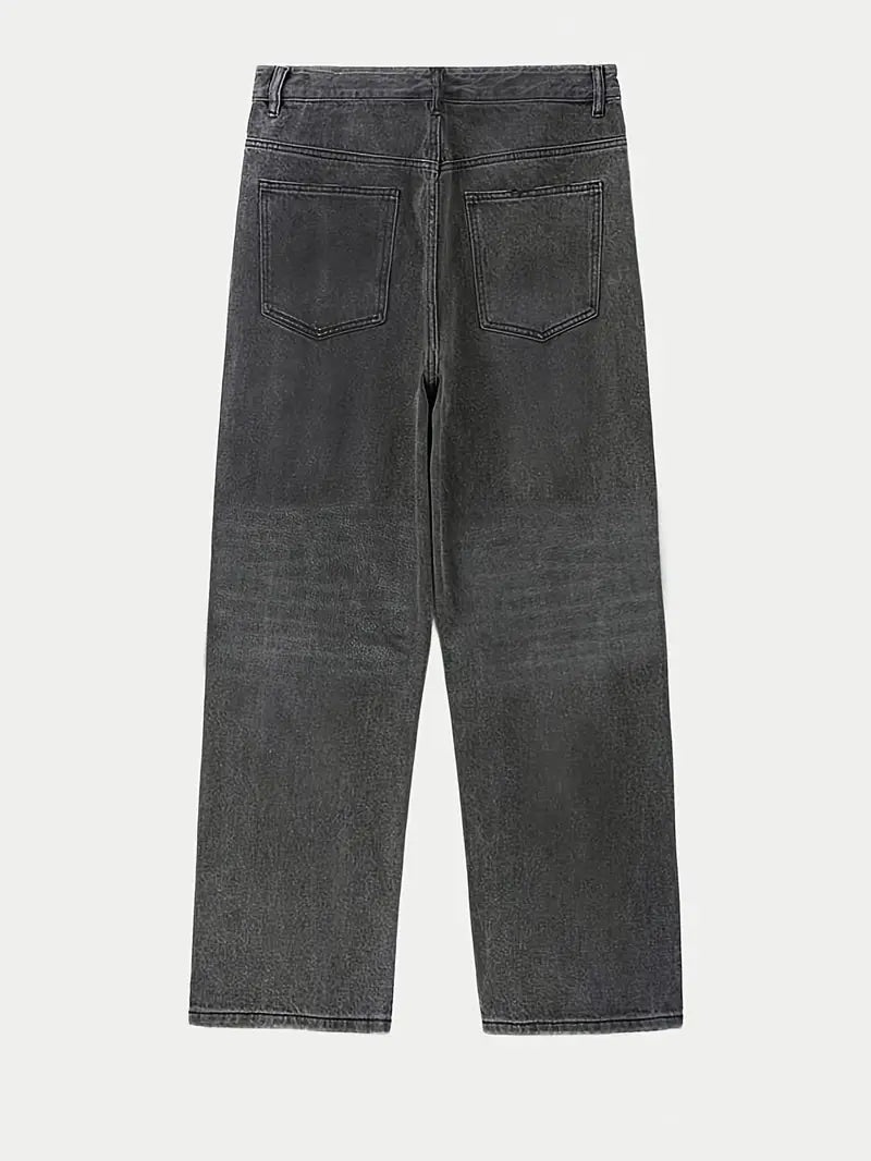 Simple Solid Straight Faux Denim Jeans