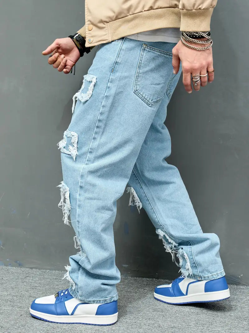 Hip Hop Loose Wide Leg Designed Jeans