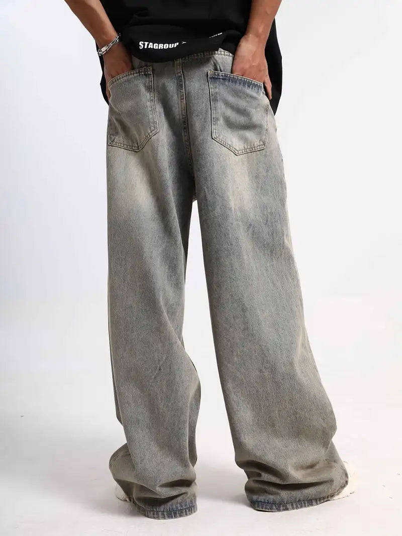 Casual Mens Cotton Blend Straight-Leg Trousers