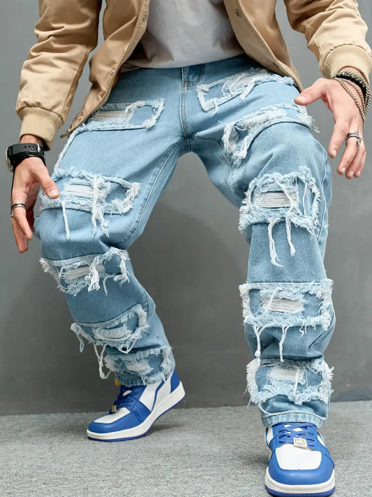 Hip Hop Loose Wide Leg Designed Jeans