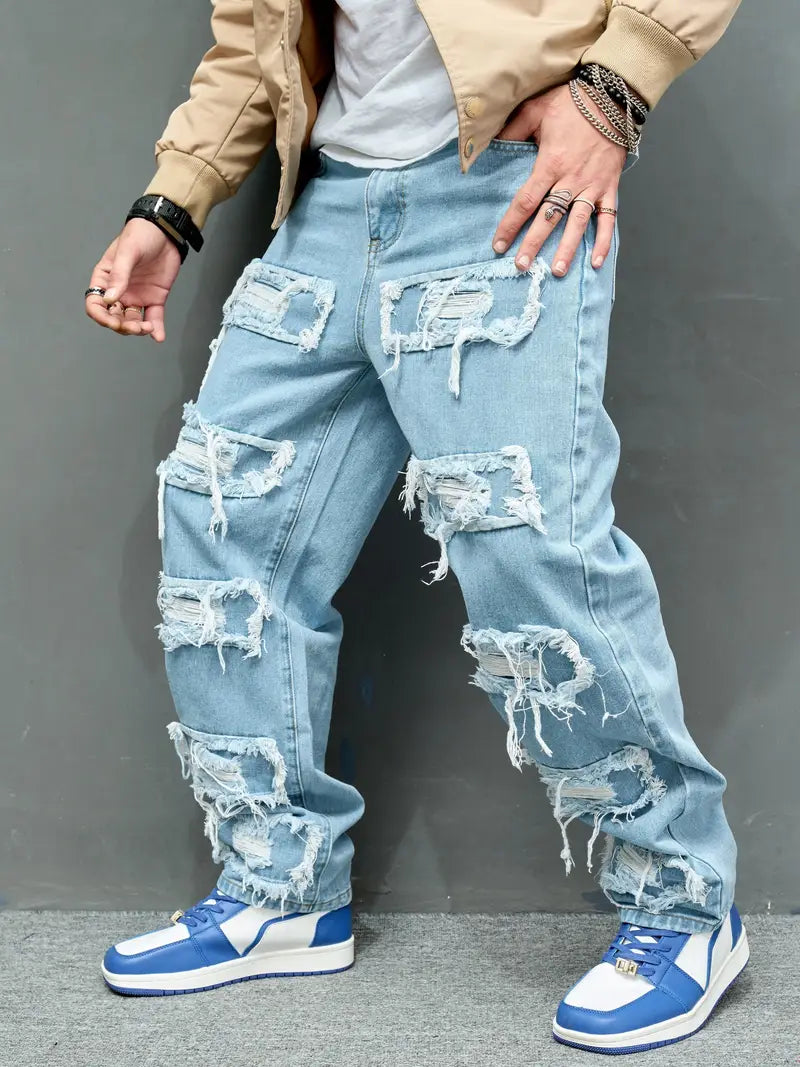 Hip Hop Loose Wide Leg Designed Jeans