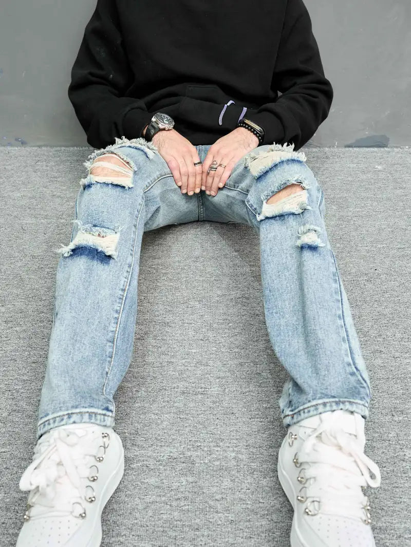 Cotton Ripped Denim Jeans