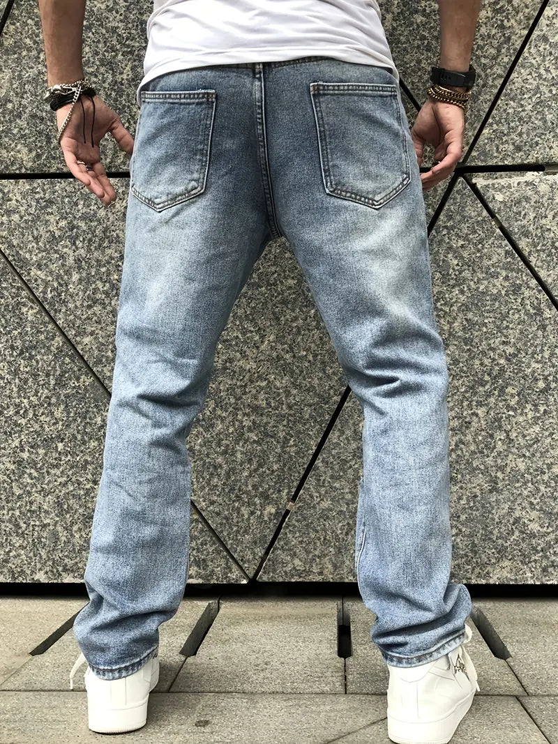 Vintage Ripped Faux Denim Jeans