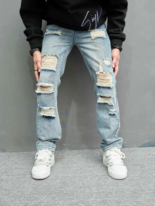 Cotton Ripped Denim Jeans