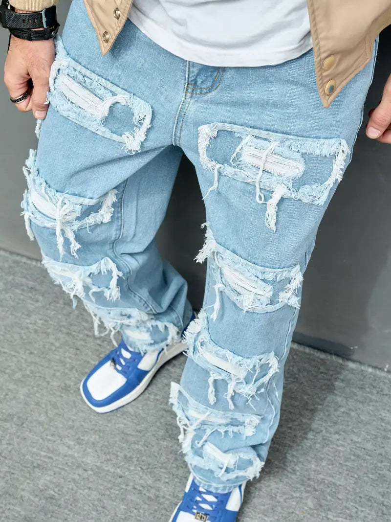 Hip Hop Loose Wide Leg Designed Jeans