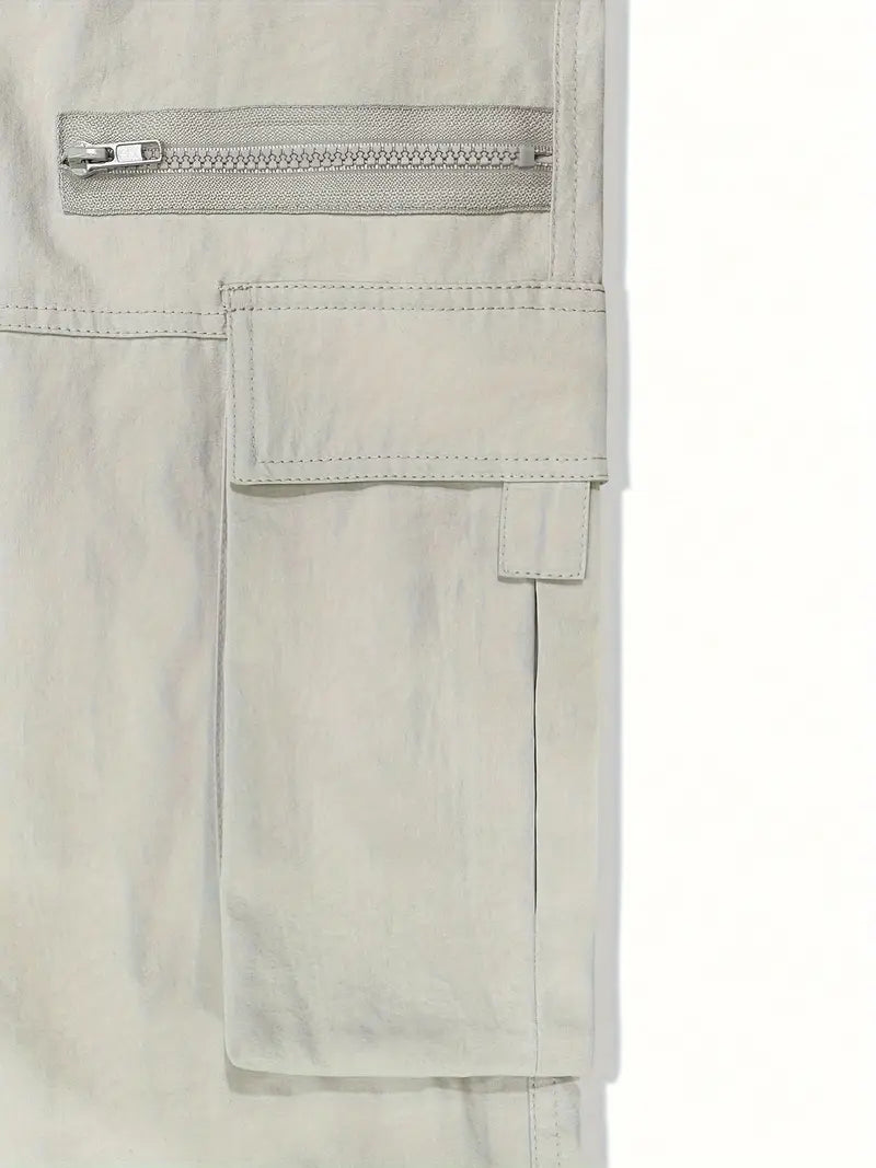 Comfortable Fashion] Men's Comfortable Drawstring Cargo Pants - Durable Polyester, Relaxed Fit, Flap Pockets - Perfect for Hiking & Outdoor Activities