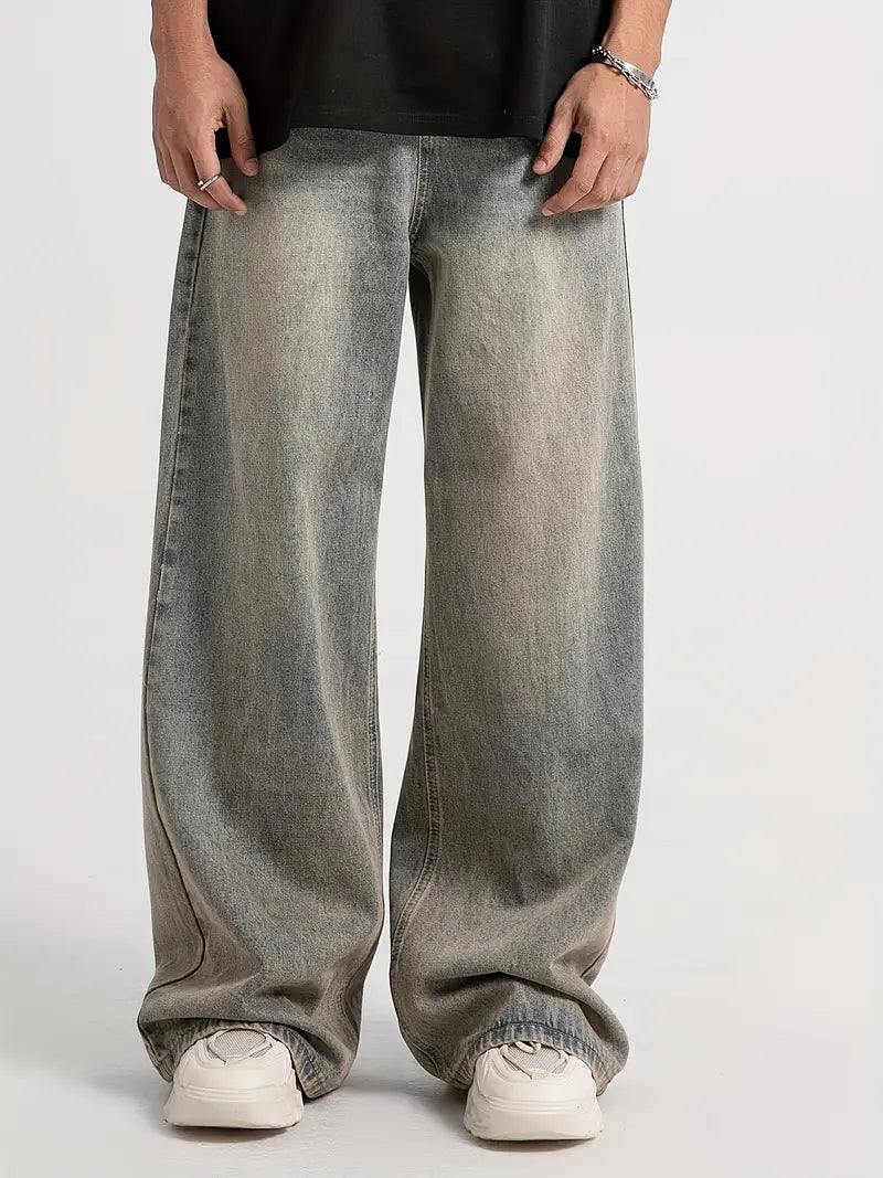 Casual Mens Cotton Blend Straight-Leg Trousers